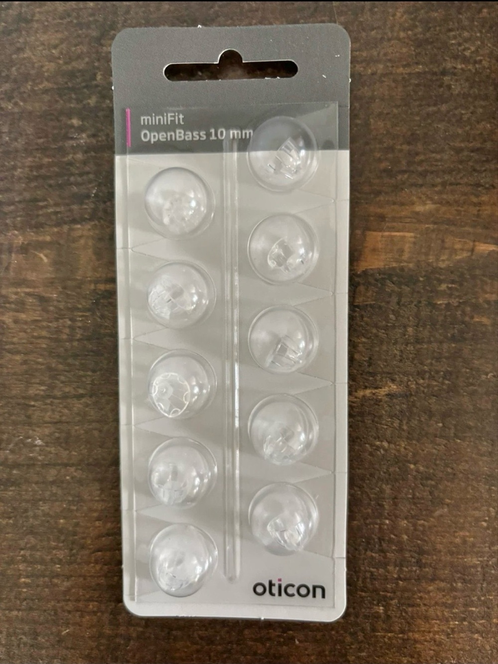 oticon Clear miniFit OpenBass 10mm Replacement Ear Domes for Hearing Aids